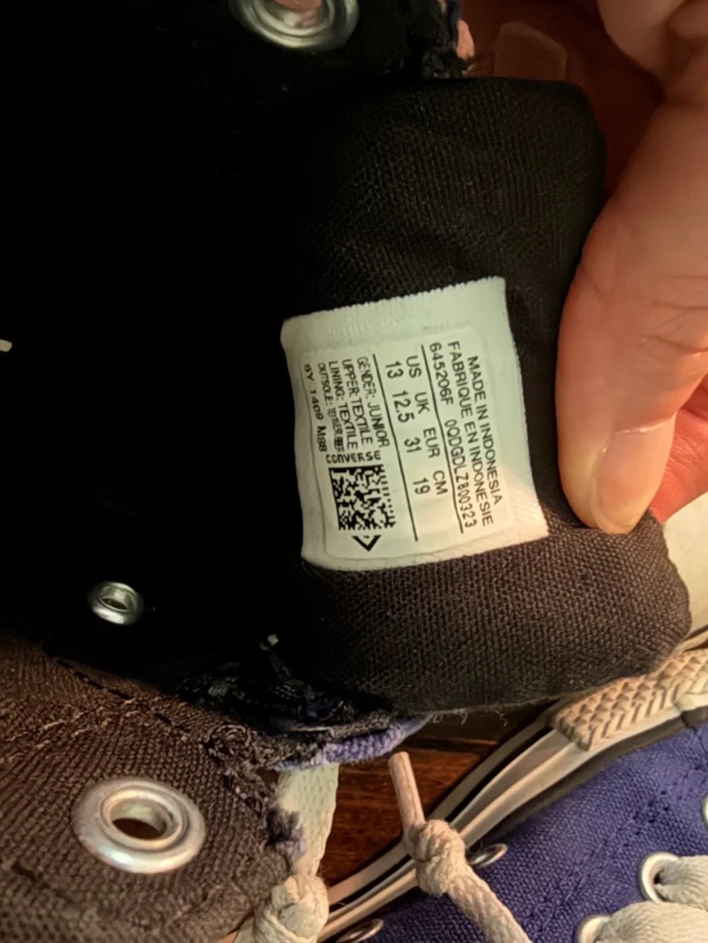 Converse Kids Purple (Navy) and Black Low Top Sneakers